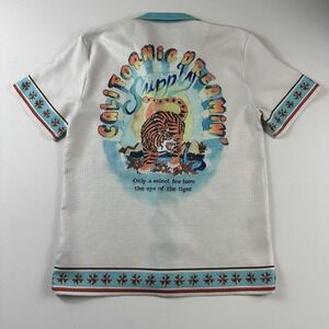 Malibu California Dreamin' Shirt Mens Small Hawaiian Button Up Eye Of The Tiger